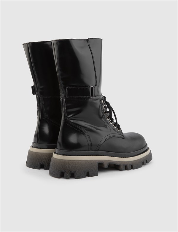 Kerit Black Leather Women's Boot