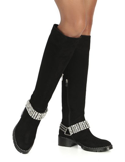 Kifa Women's Heeled Boot Black Suede