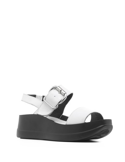 Kiko Women's Sandal White Leather-Black Lining