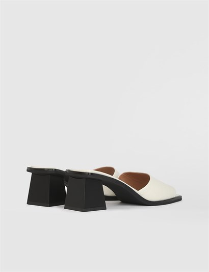 Killah Beige Leather Crocodile Women's Heeled Slide