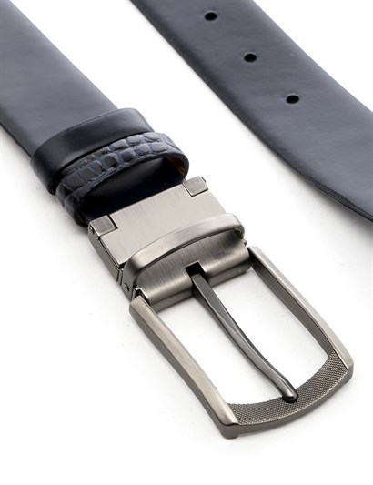 Kimberly Men's Belt Navy Blue Crocodile