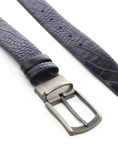 Kimberly Men's Belt Navy Blue Crocodile