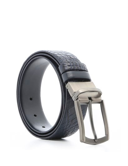Kimberly Men's Belt Navy Blue Crocodile