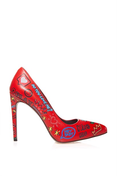 Kiss Bayan Stiletto Kırmızı Deri