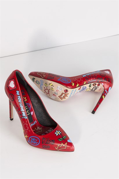 Kiss Bayan Stiletto Kırmızı Deri