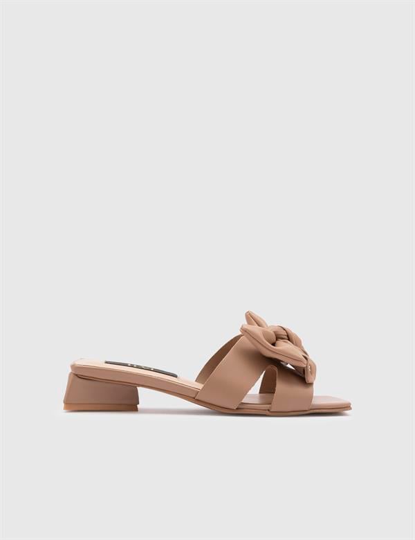 Kitti Mink Leather Women's Heeled Slide