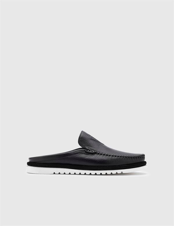 Konsa Navy Blue Floater Leather Men's Slipper