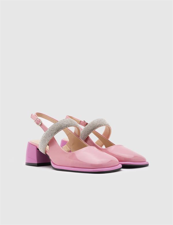 Kotna Pink Patent Leather Women's Heeled Sandal