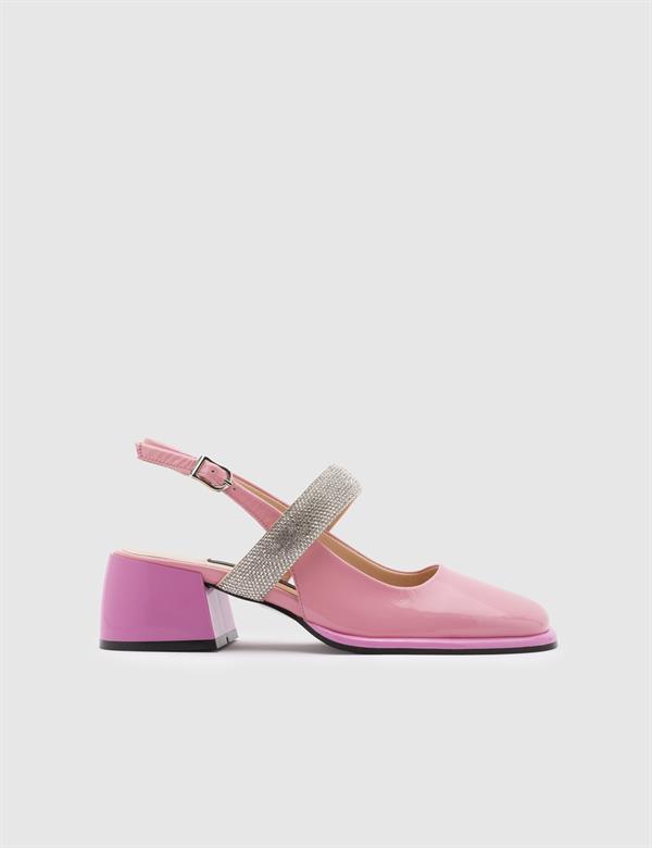 Kotna Pink Patent Leather Women's Heeled Sandal