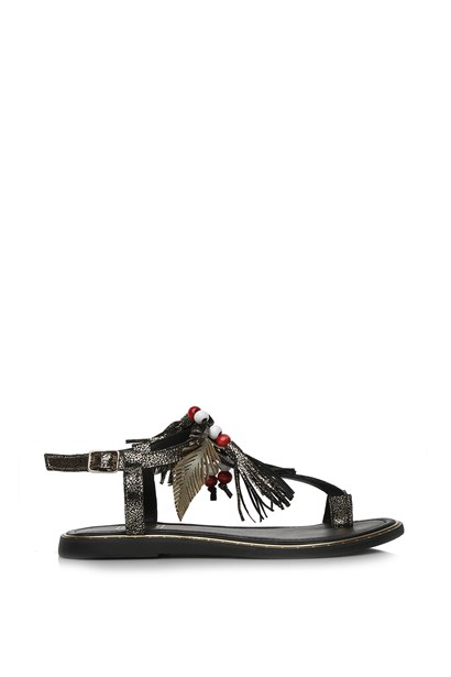 Ksin Women's Sandal Black Leather