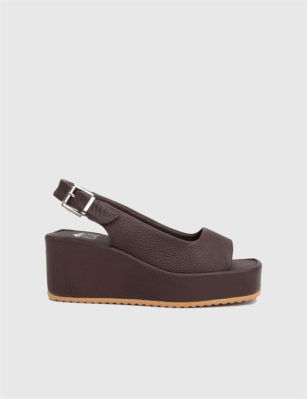 Latanya Brown Floater Leather Women's Heeled Sandal