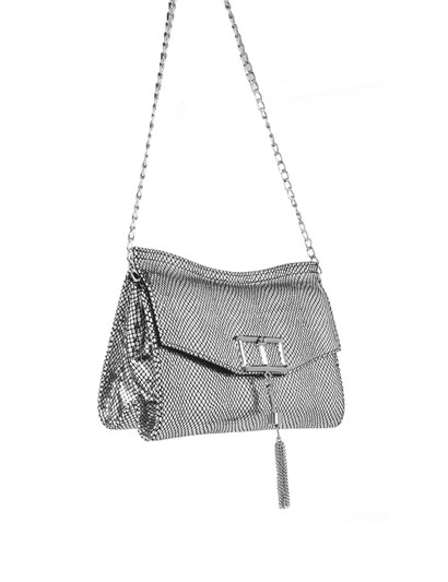 Lauren Women's Shoulder Bag Silver Print Leather