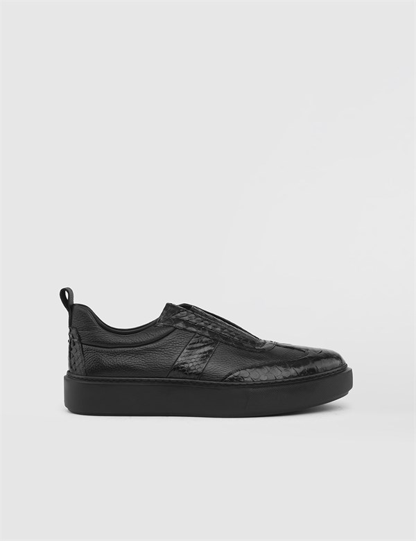 Laurus Black Snake Leather Men's Sneaker