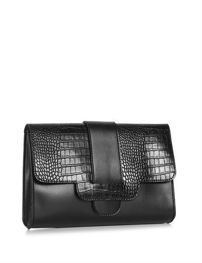 Leona Women's Shoulder Bag Black Crocodile