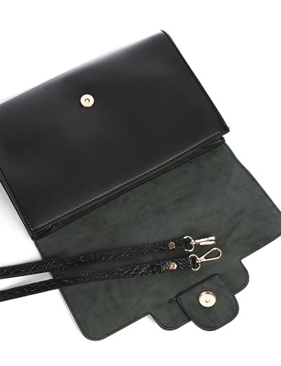 Leona Women's Shoulder Bag Black Crocodile