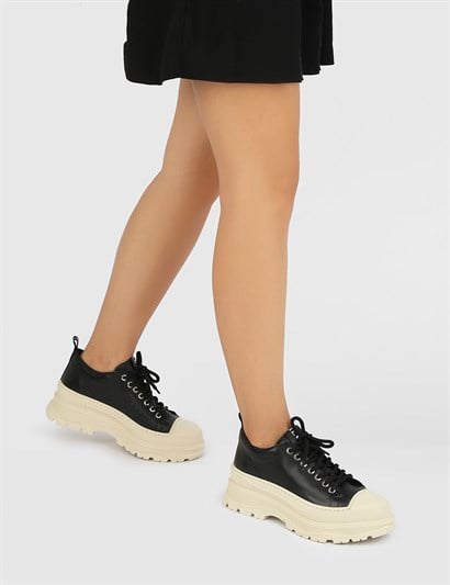 Lesa Black Leather Women's Sneaker