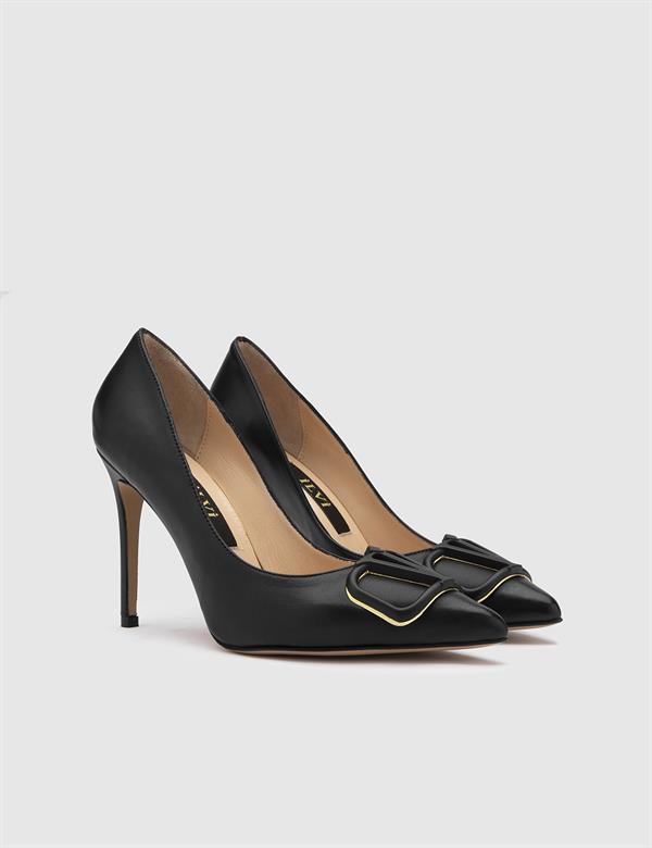Leticia Black Leather Women's Stiletto