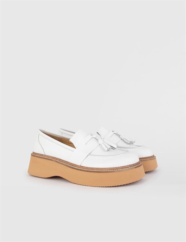 Lieksa White Leather Women's Loafer
