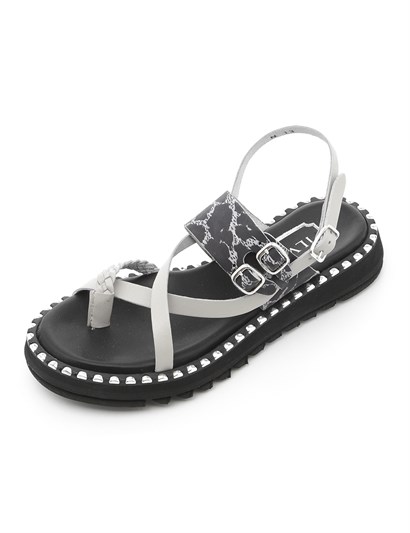 Ligeya Women's Sandal Grey-Black Print