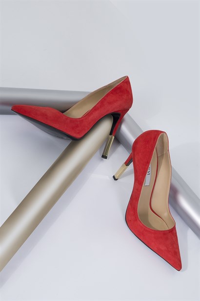 Lina 1850 Stiletto Kırmızı Süet