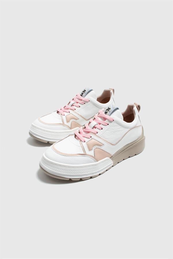 Locarno White Floater Leather-Powder Pink Leather Women's Sneaker