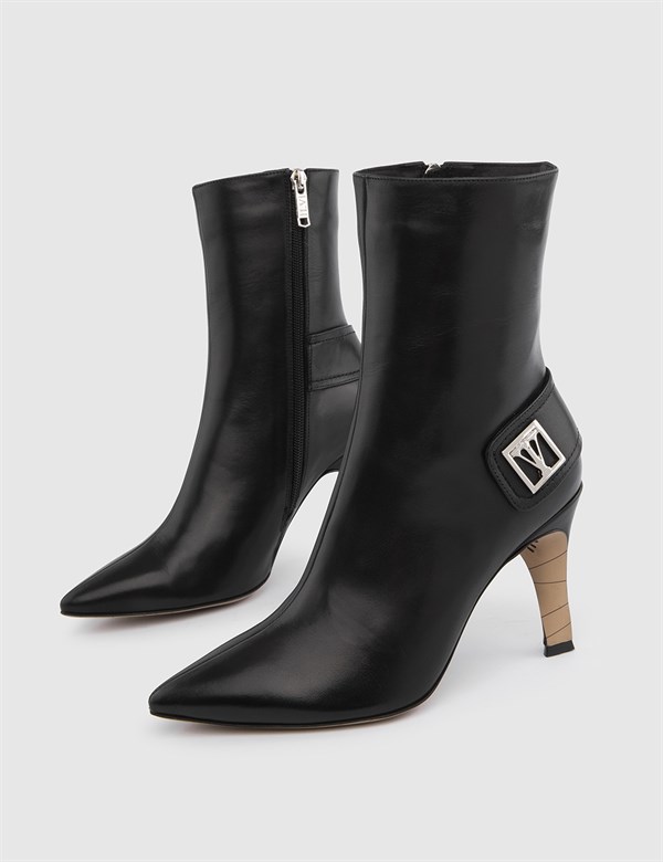Lofgren Black Leather Women's Heeled Boot