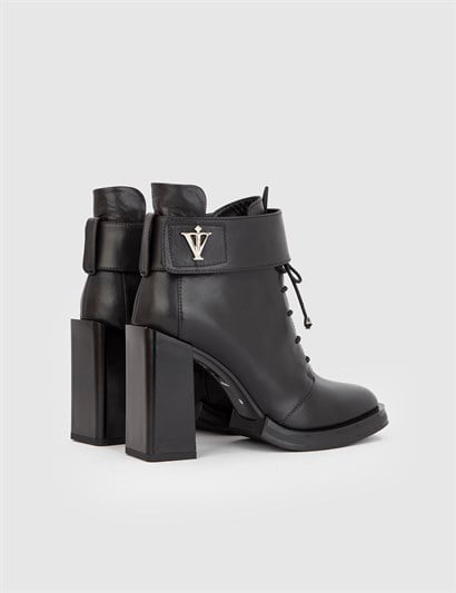 Love Black Leather Women's Heeled Boot