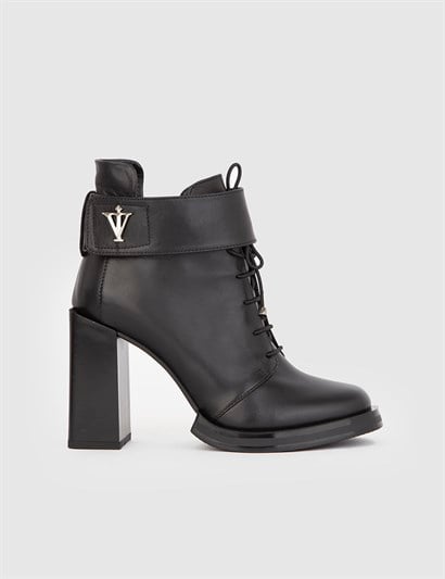 Love Black Leather Women's Heeled Boot