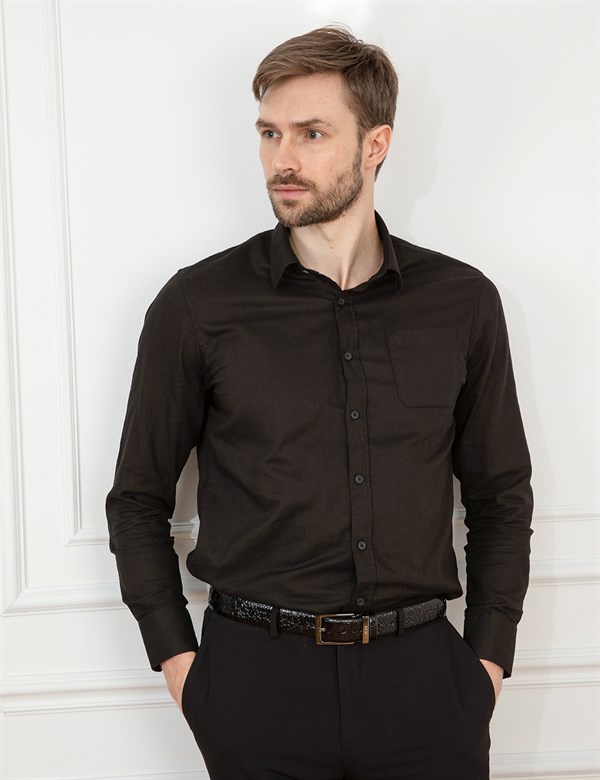 Lucknow Black Leather Crocodile Men's Belt