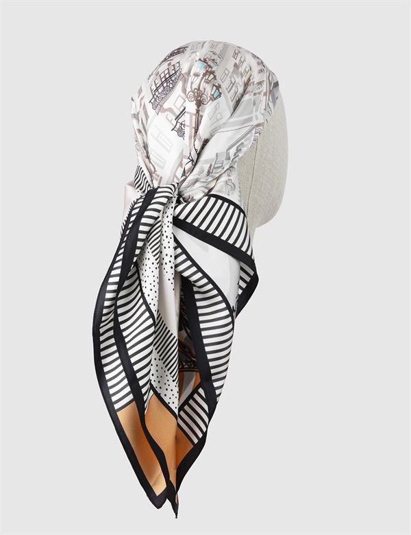 Lugo Orange-Mink Silk Twill Women's Scarf