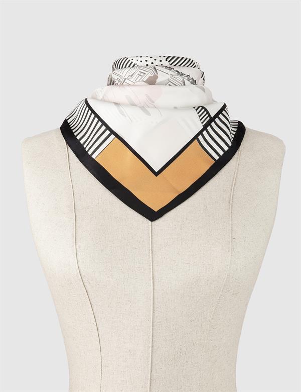 Lugo Orange-Mink Silk Twill Women's Scarf