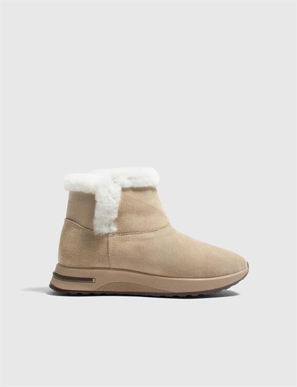 Mahlia Beige Suede Leather Women's Boot