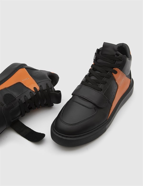 Maja Black-Orange Leather Women's Boot