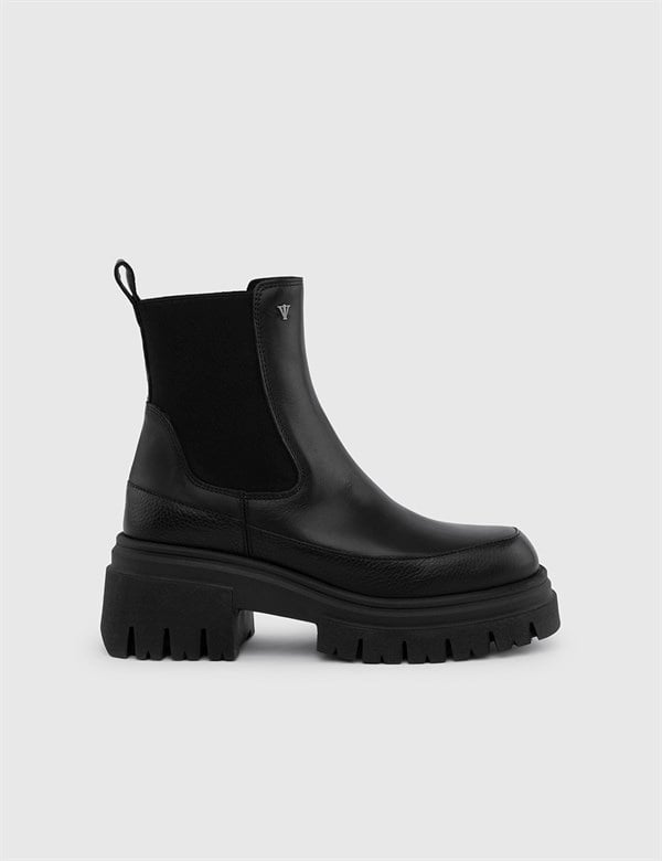 Malte Black Leather Women's Boot