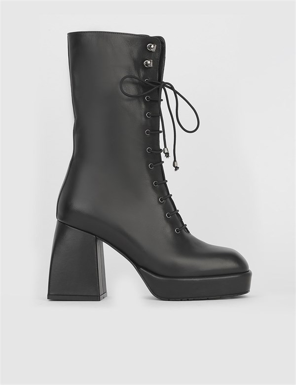 Margot Black Leather Women's Heeled Boot