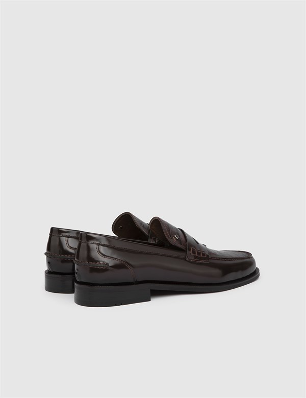 Mathea Brown Leather Men's Classic Shoe with Crocodile Print