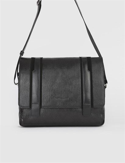 Mave Black Leather Men's Shoulder Bag