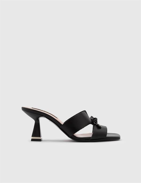 Meliva Black Leather Women's Slide
