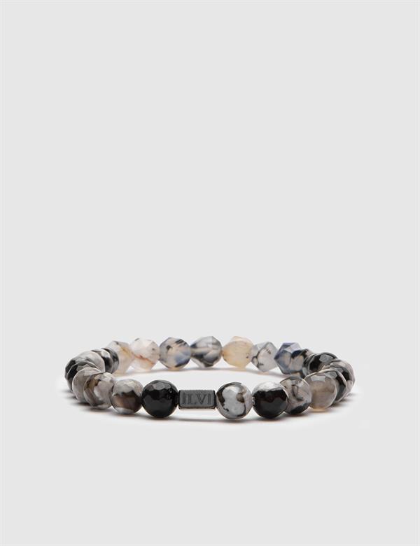 Mosopa Black-White Agate Men's Bracelet