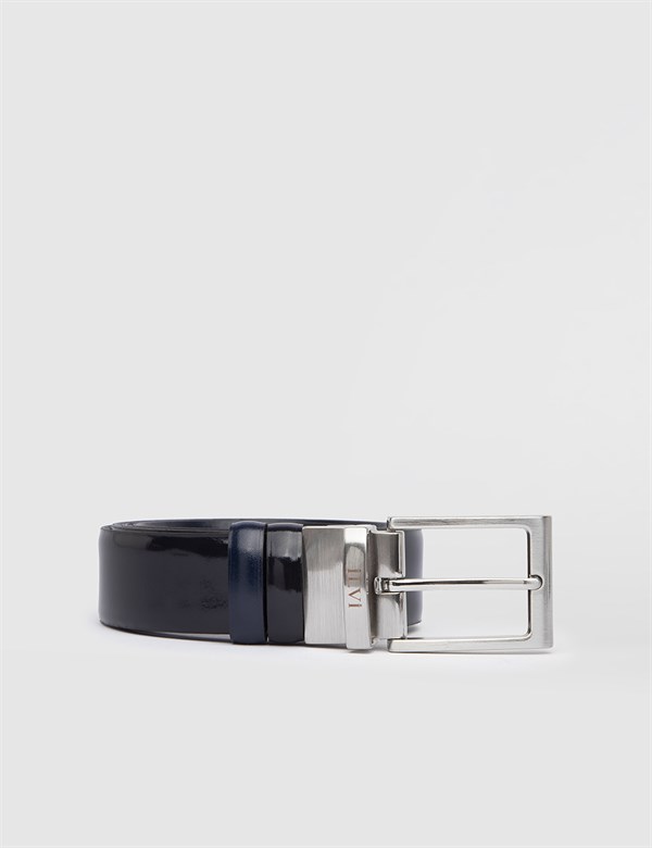Namsos Navy Blue Patent Leather Men's Reversible Belt