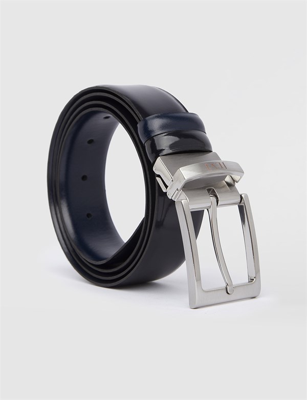 Namsos Navy Blue Patent Leather Men's Reversible Belt
