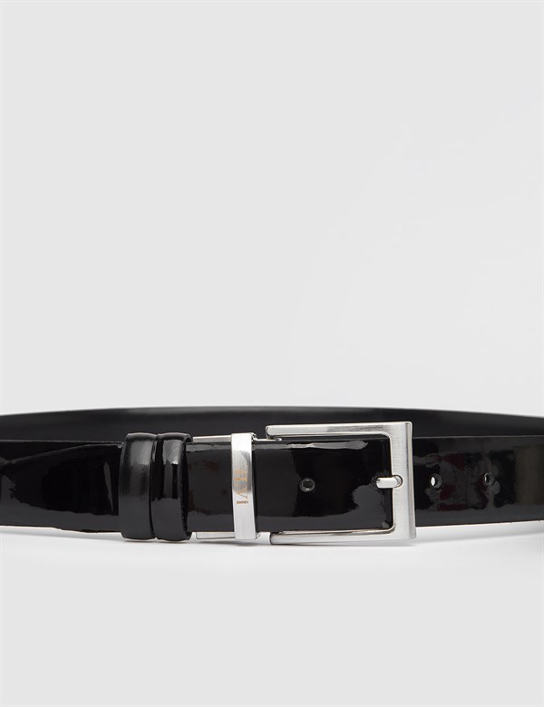 Namsos Black Patent Leather Men's Reversible Belt