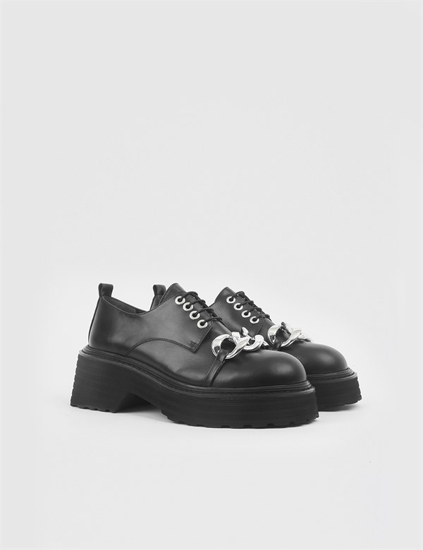 Narin Black Leather Women's Oxford