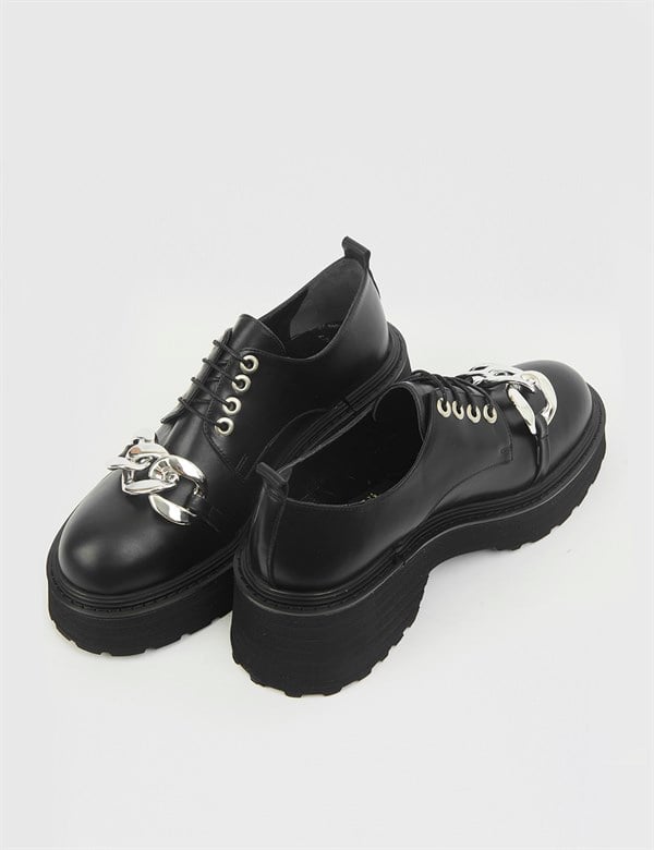 Narin Black Leather Women's Oxford
