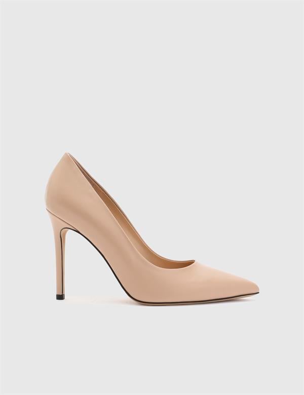 Nelli Kadın Stiletto Bej Deri