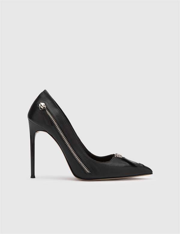 Nellie Hakiki Deri Kadın Siyah Stiletto