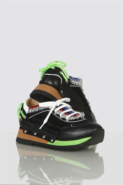 Neoni Women's Sneaker Black Leather