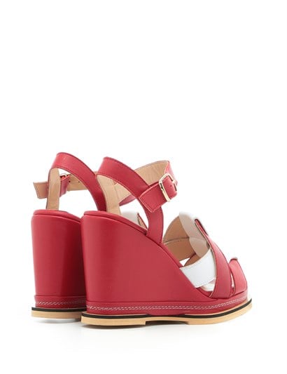 Nil Women's Sandal Red-White Leather