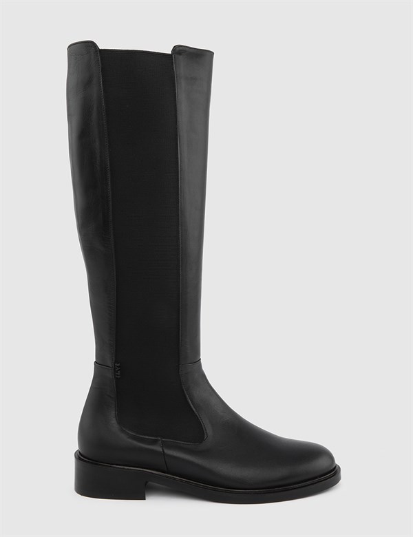 Nitra Black Leather Women's High Boot