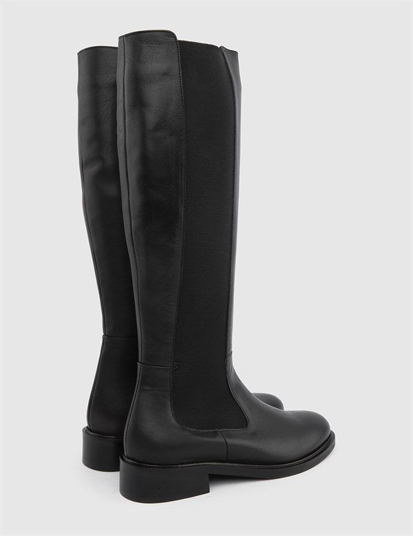Nitra Black Leather Women's High Boot